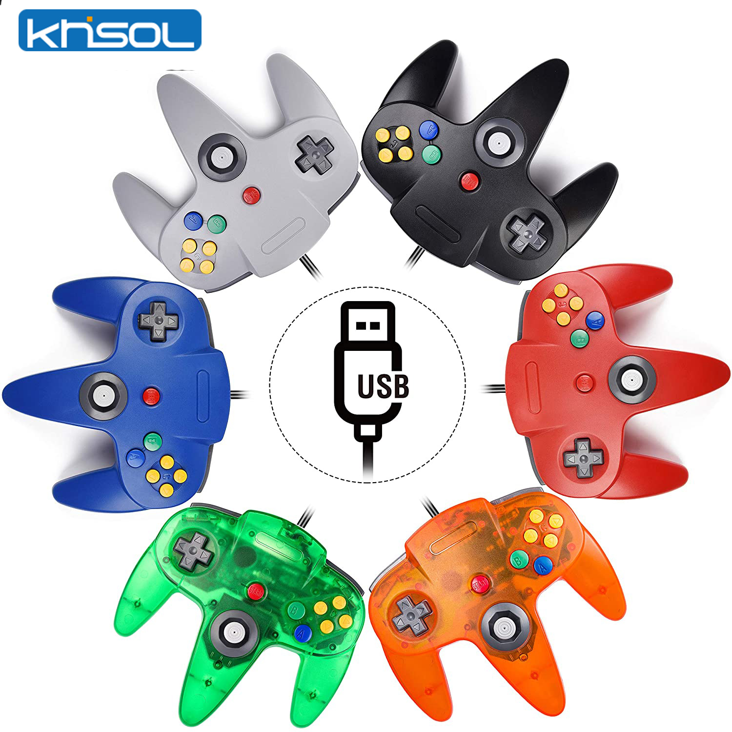 Retro Gaming N64 - N64-controller Klassieke USB-bekabelde afstandsbediening Gamepad Gaming-joystick